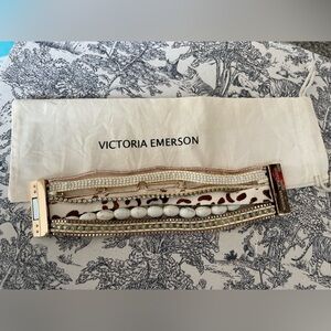 Victoria Emerson brown and gold cowhide bracelet